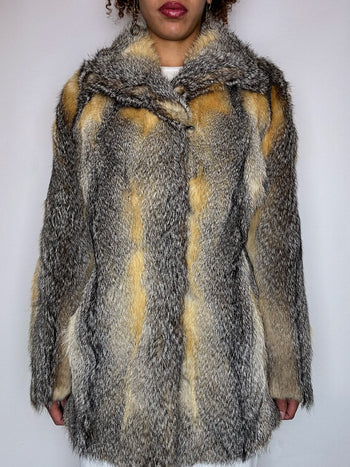 Veste en fourrure véritable naturelle M/L vintage