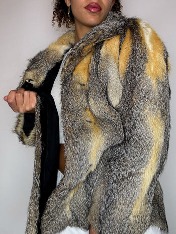 Veste en fourrure véritable naturelle M/L vintage