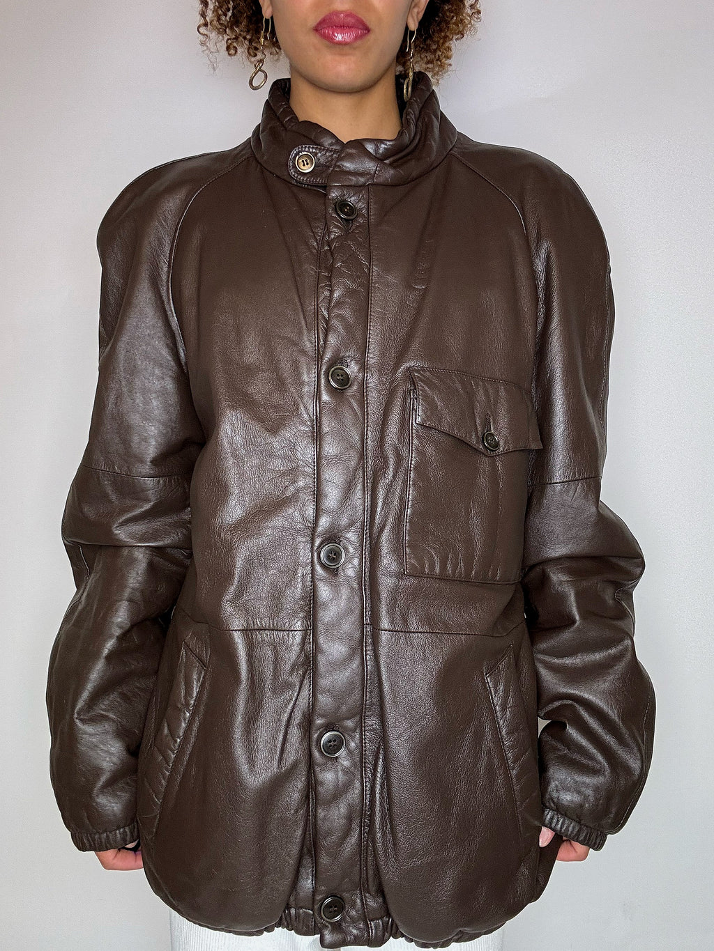 Blouson en cuir brun L vintage