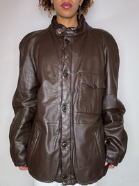 Blouson en cuir brun L vintage