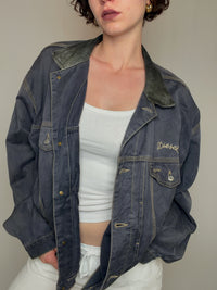 Veste en jean col en cuir Diesel XL vintage