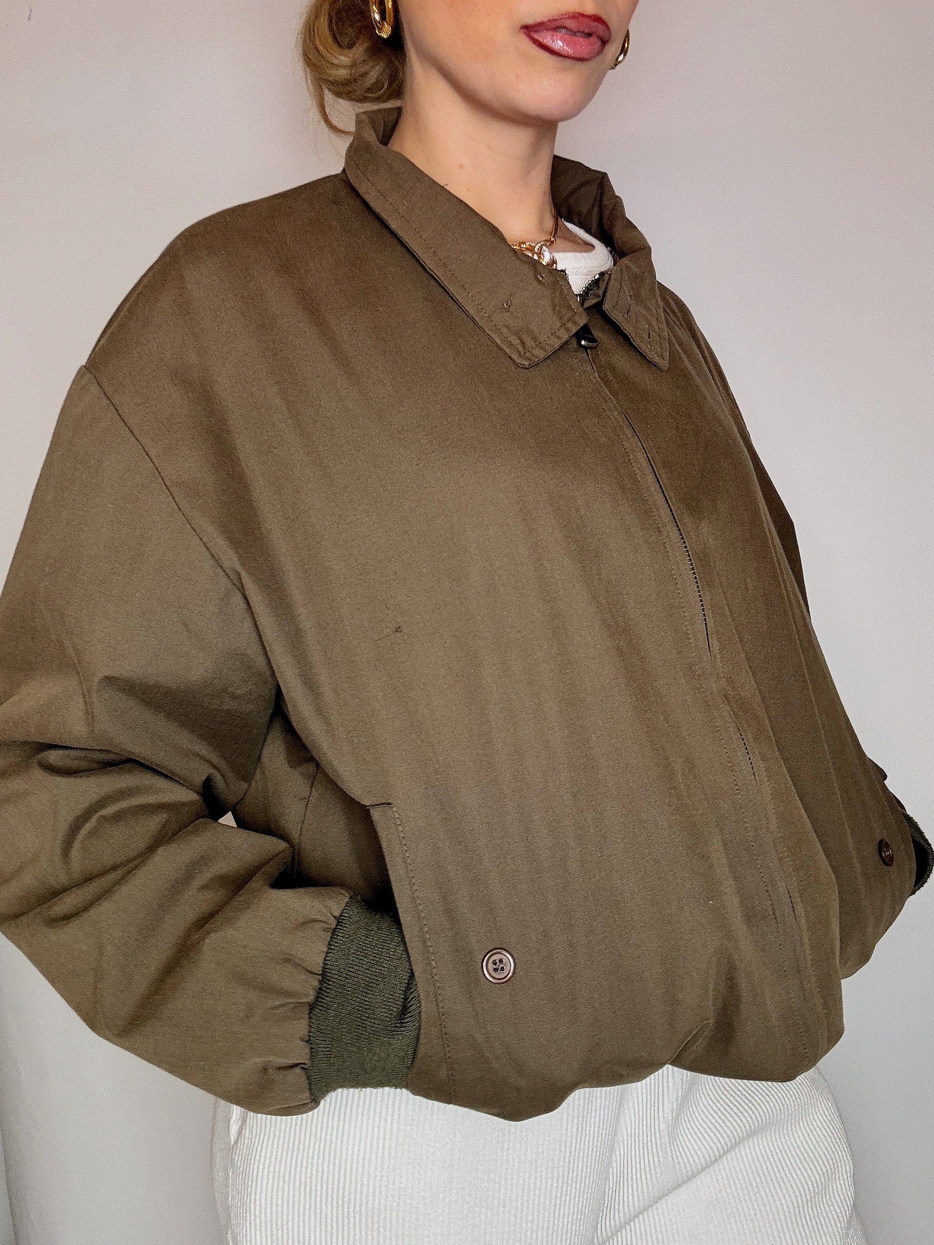 Vintage L/XL burgunderfarbene Seidenjacke