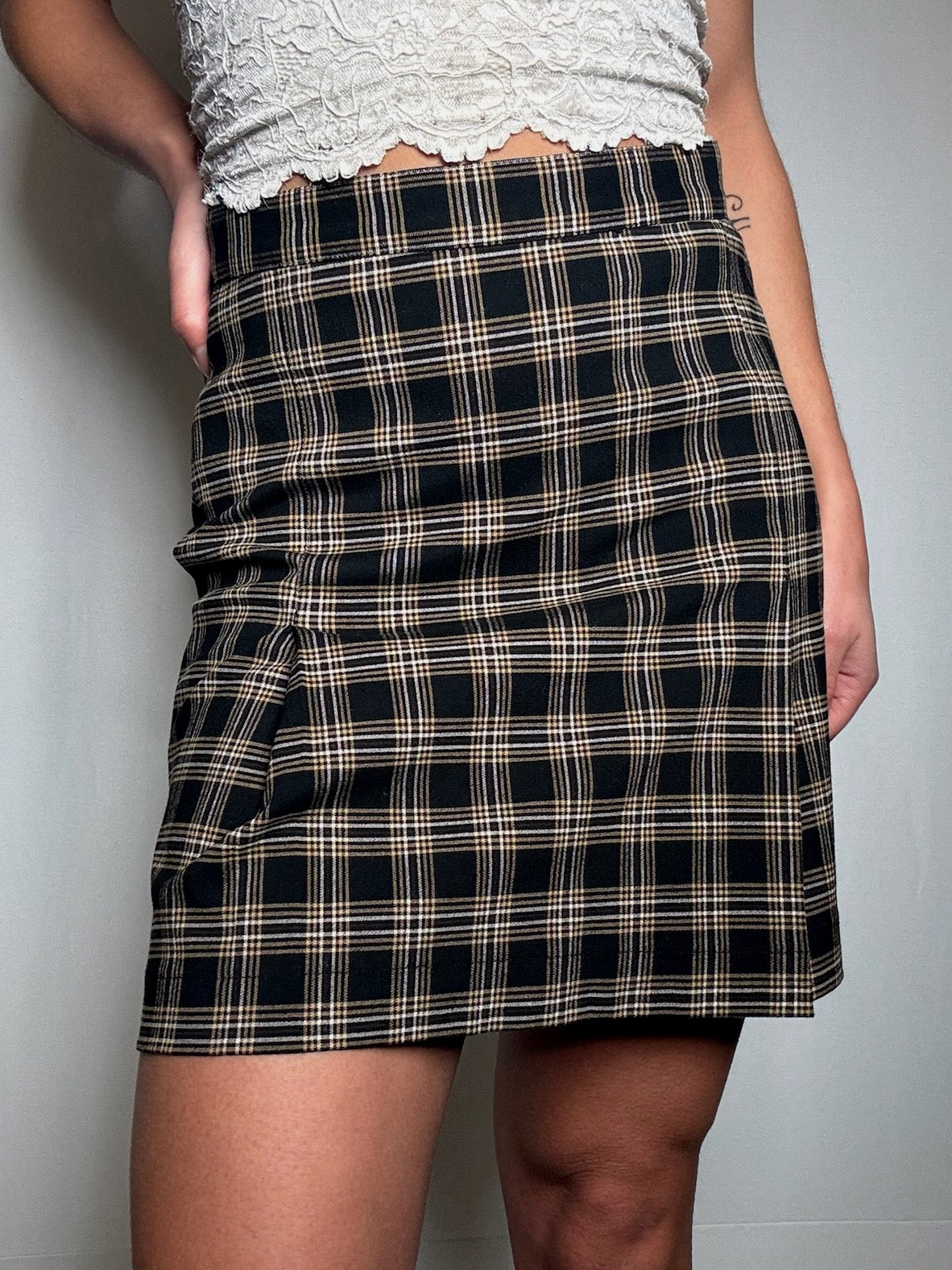 Jupe à carreaux brune S vintage