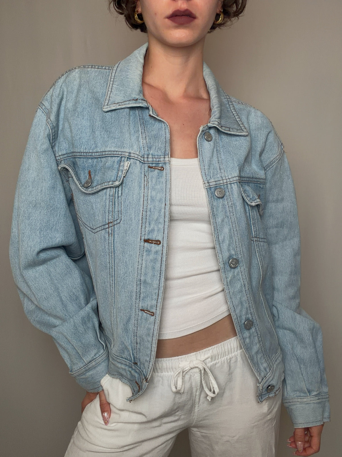 Veste en jean clair oversized M vintage