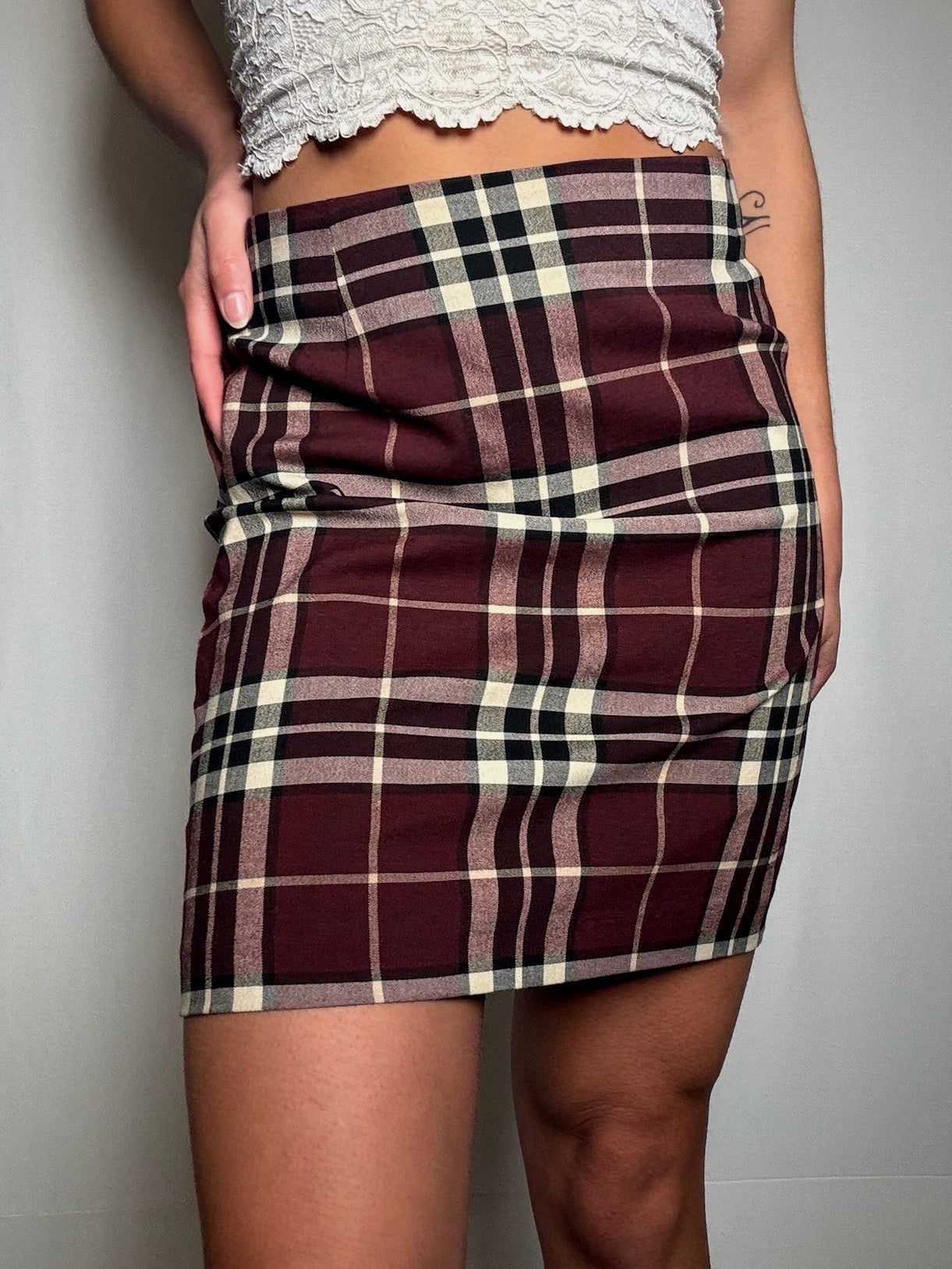 Jupe à carreaux bordeaux S vintage