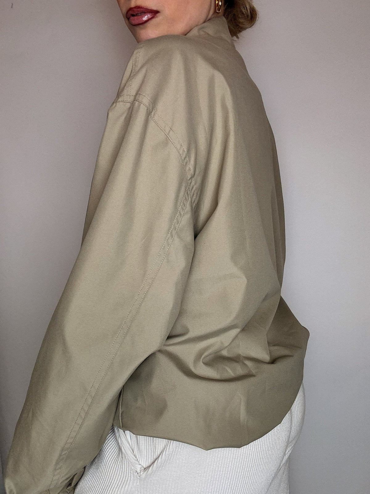 Vintage L/XL burgunderfarbene Seidenjacke