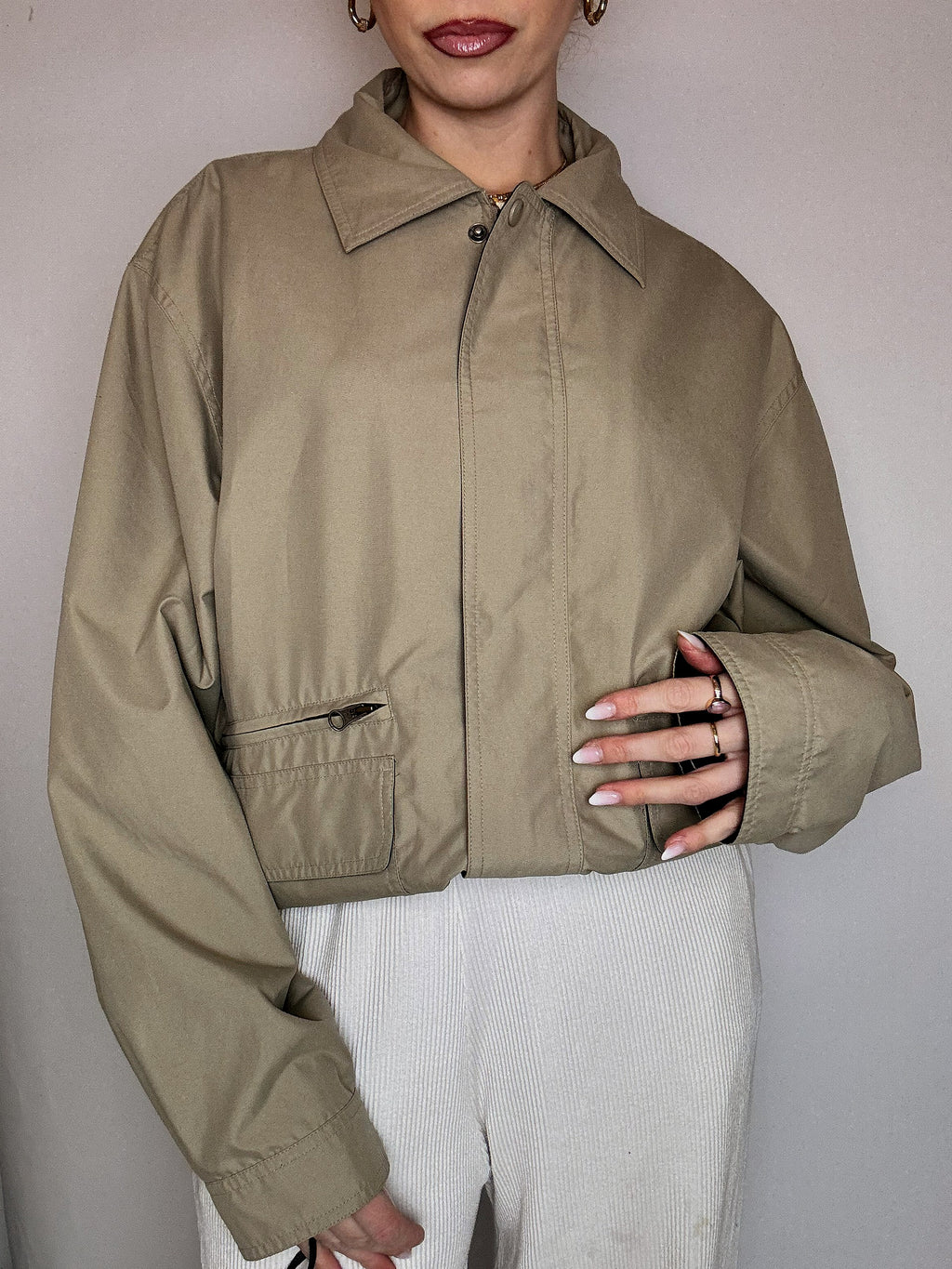 Vintage L/XL burgunderfarbene Seidenjacke