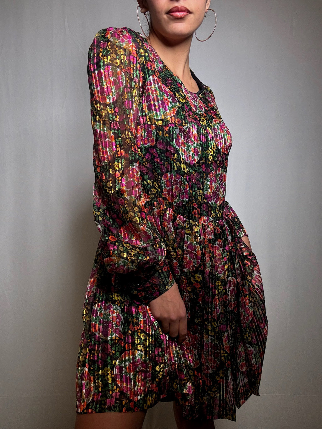 Robe courte à fleurs M/L vintage
