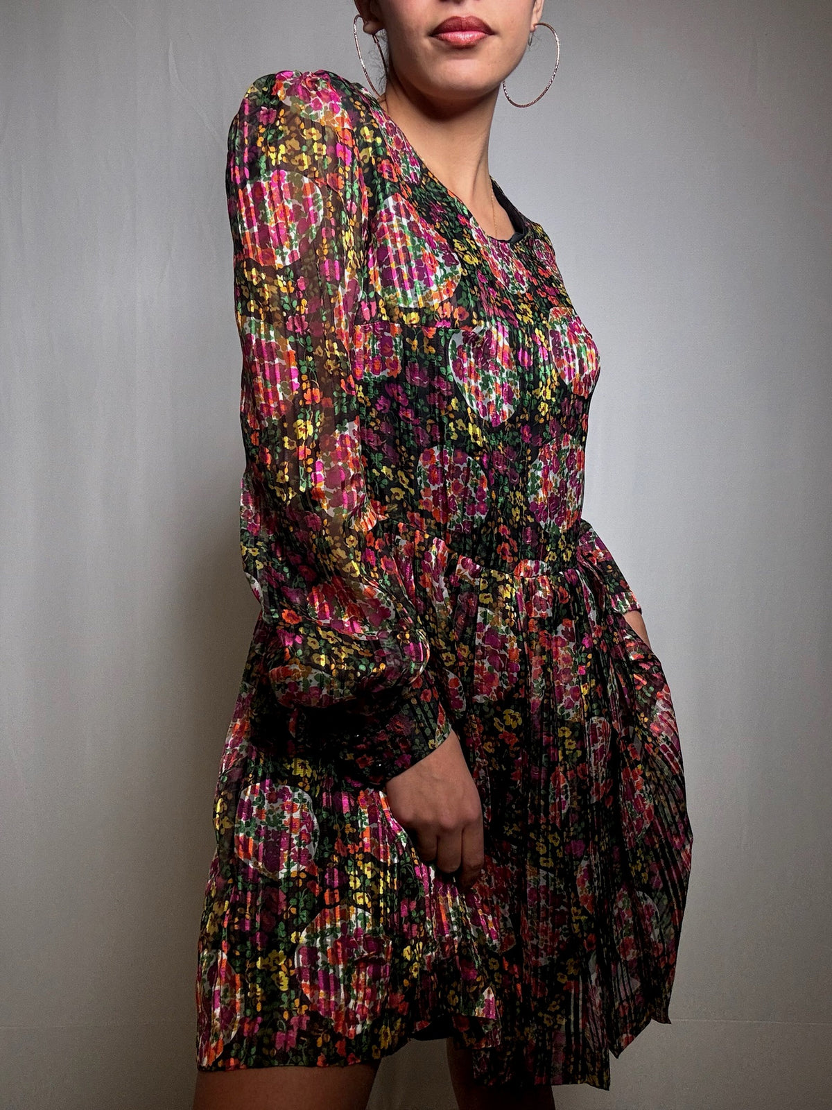 Robe courte à fleurs M/L vintage