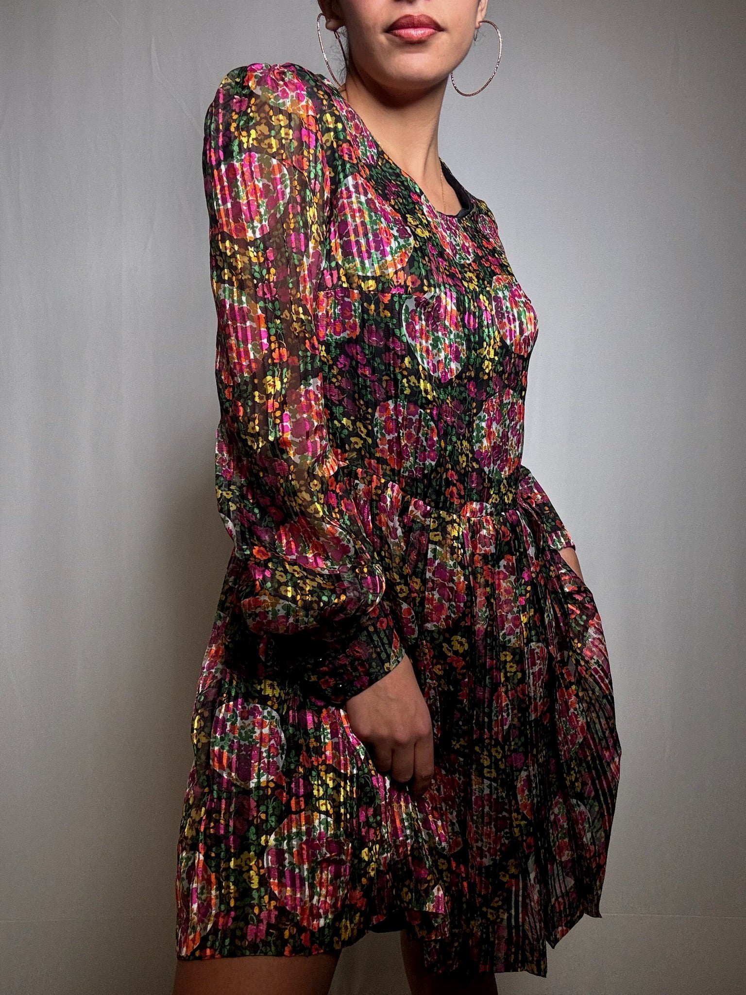 Robe courte à fleurs M/L vintage