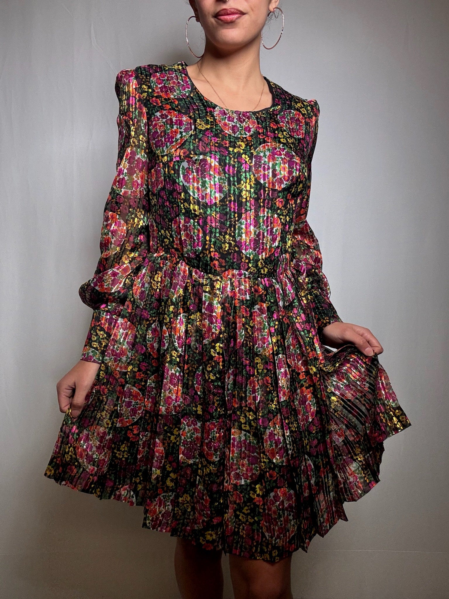 Robe courte à fleurs M/L vintage