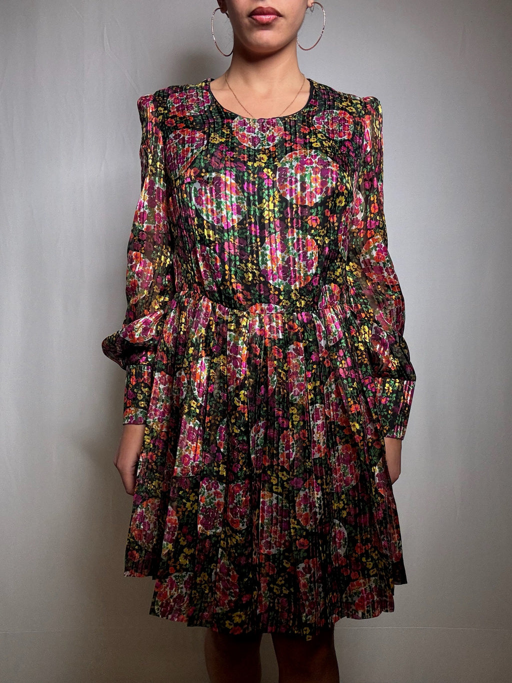 Robe courte à fleurs M/L vintage