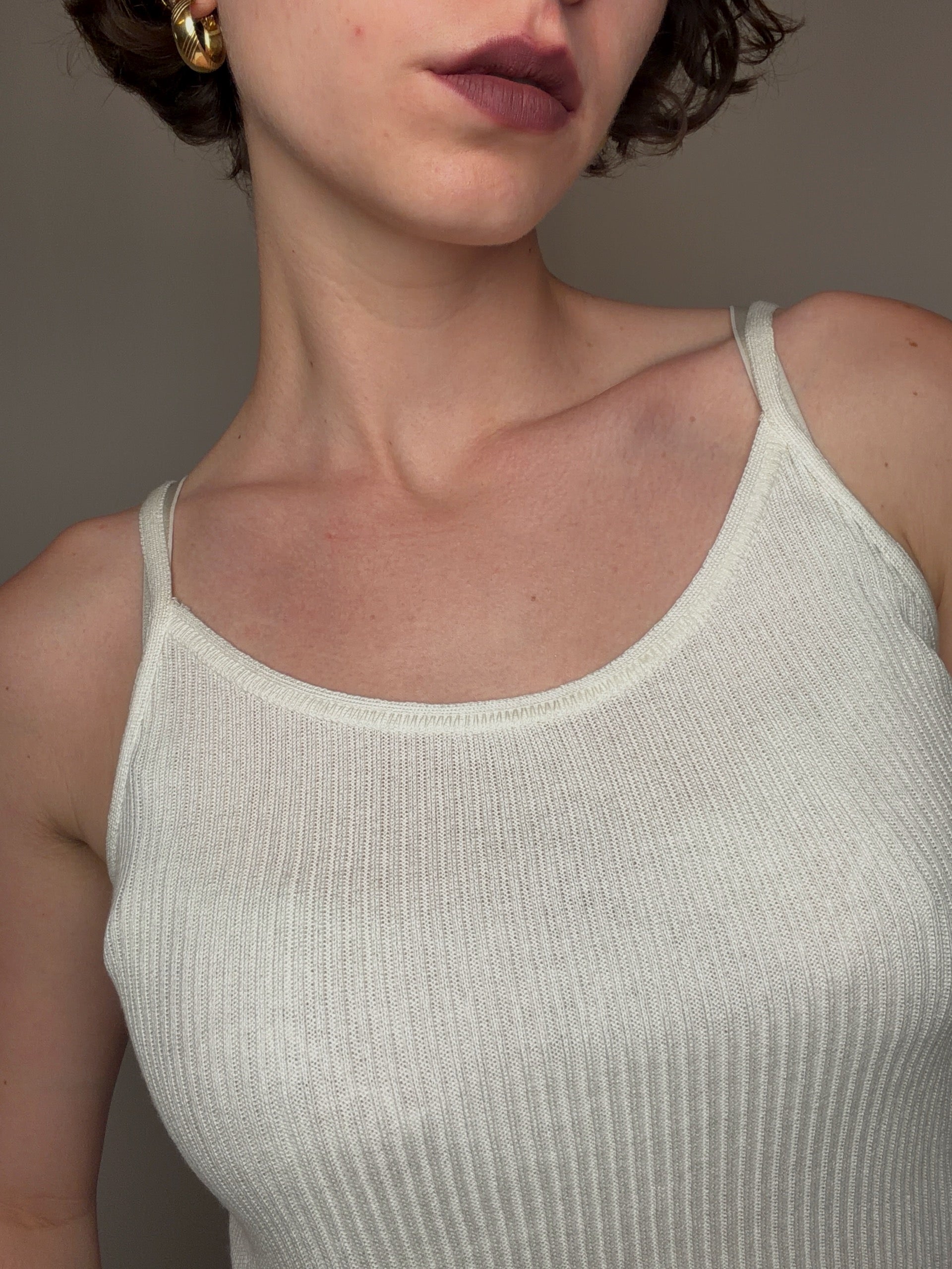 Top en maille blanche S vintage