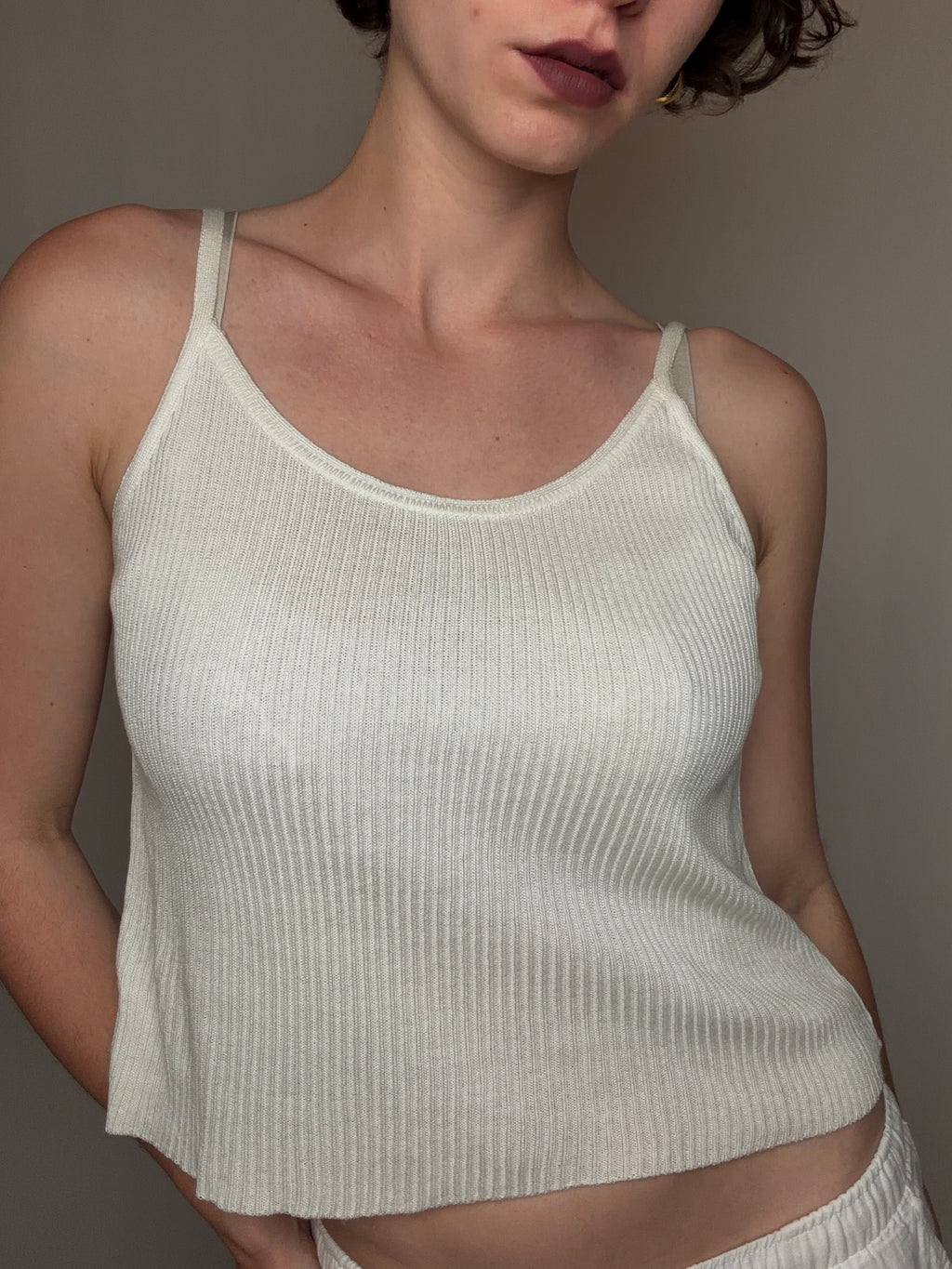 Top en maille blanche S vintage