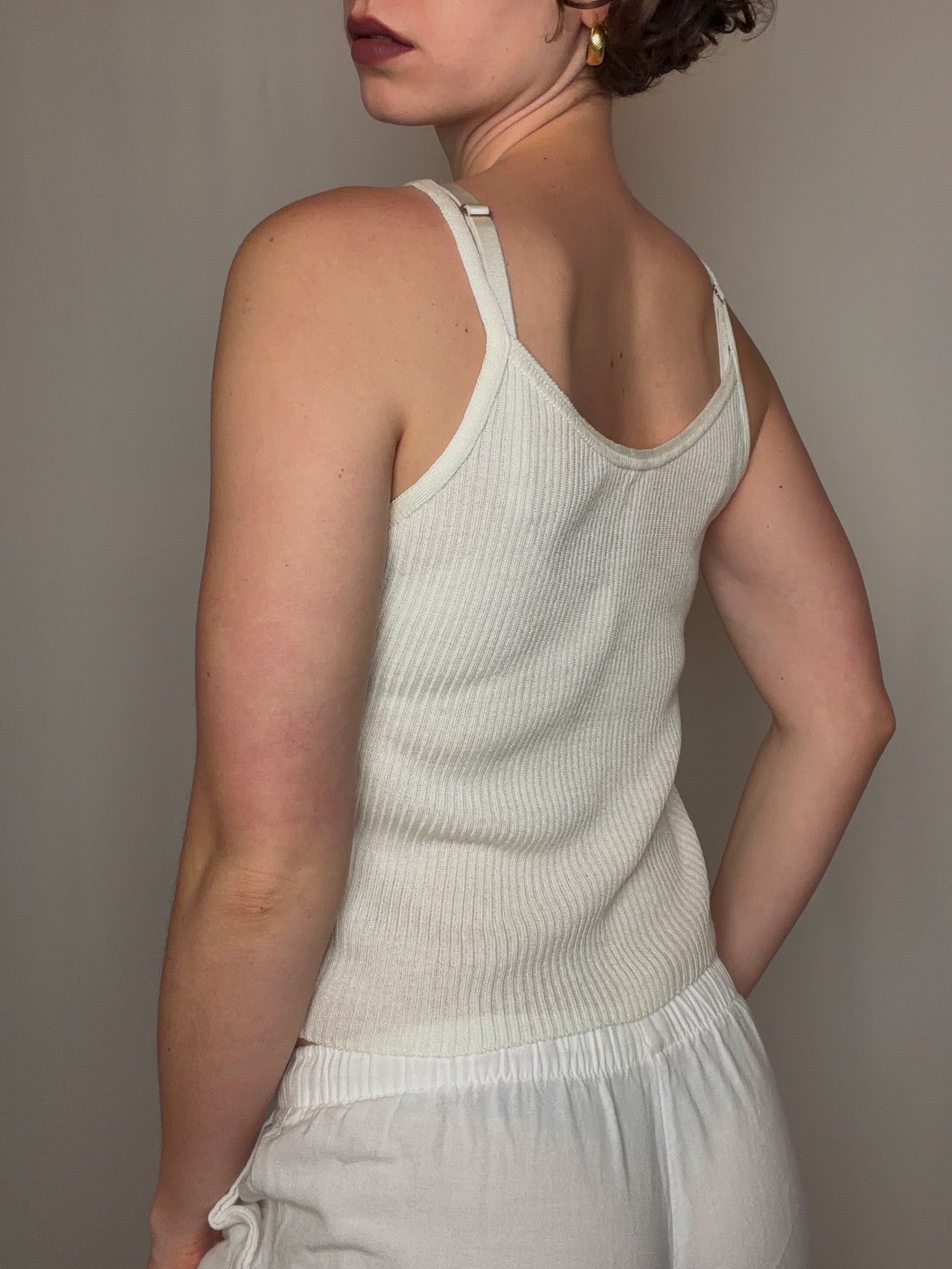 Top en maille blanche S vintage