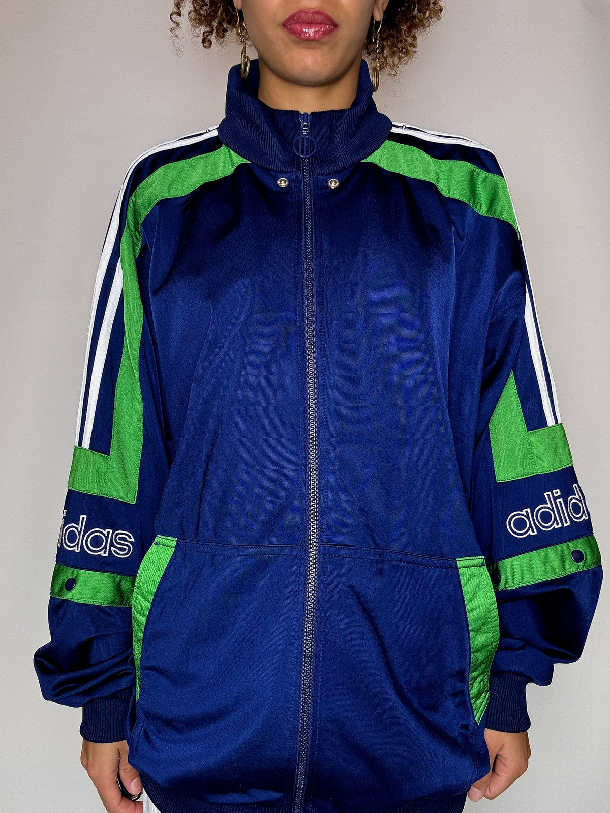 Veste de sport marine et verte ADIDAS L vintage