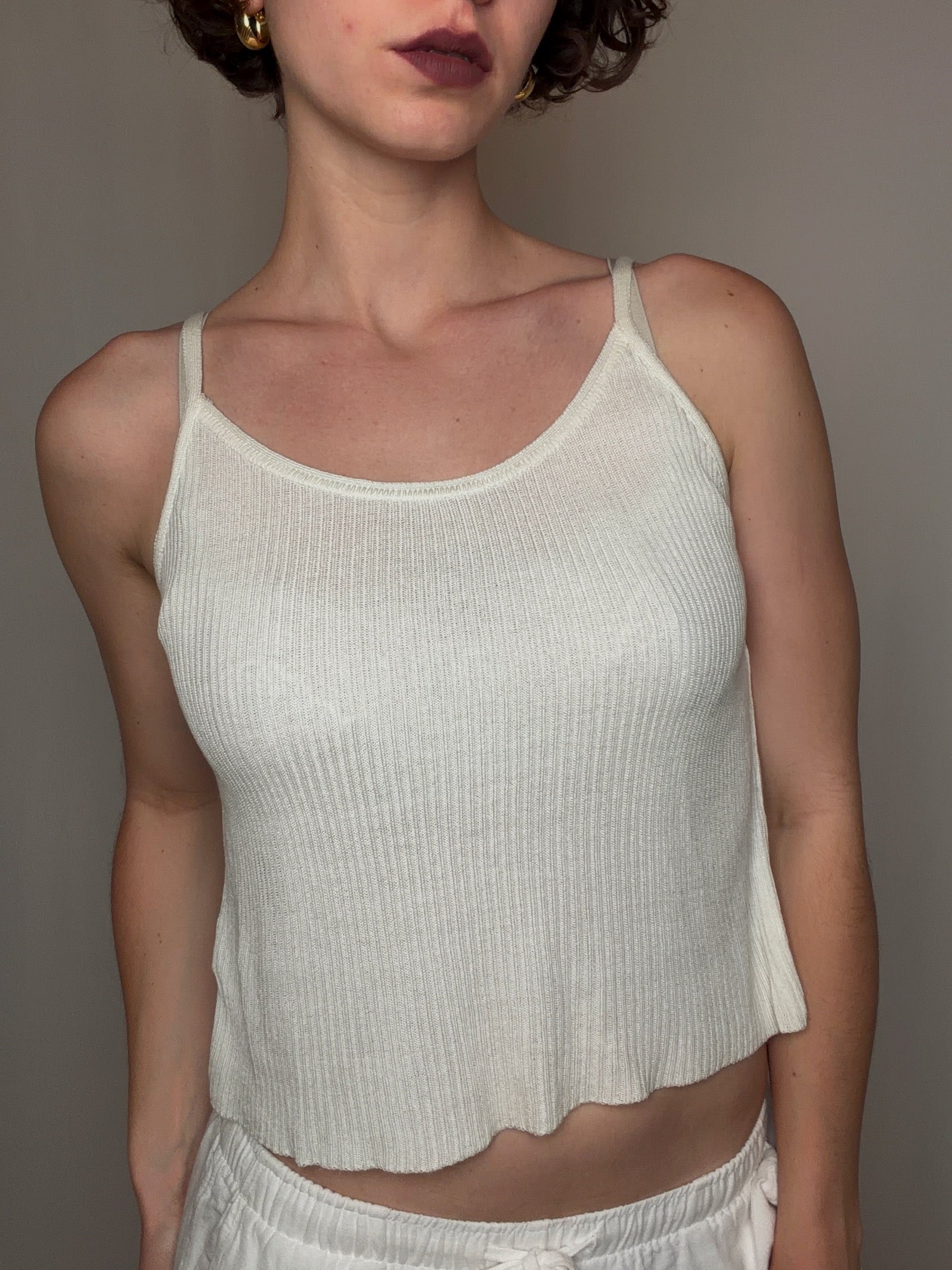 Top en maille blanche S vintage