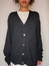Cardigan en laine avec coudières gris foncé RALPH LAUREN L vintage