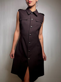 Brown structured dress L vintage
