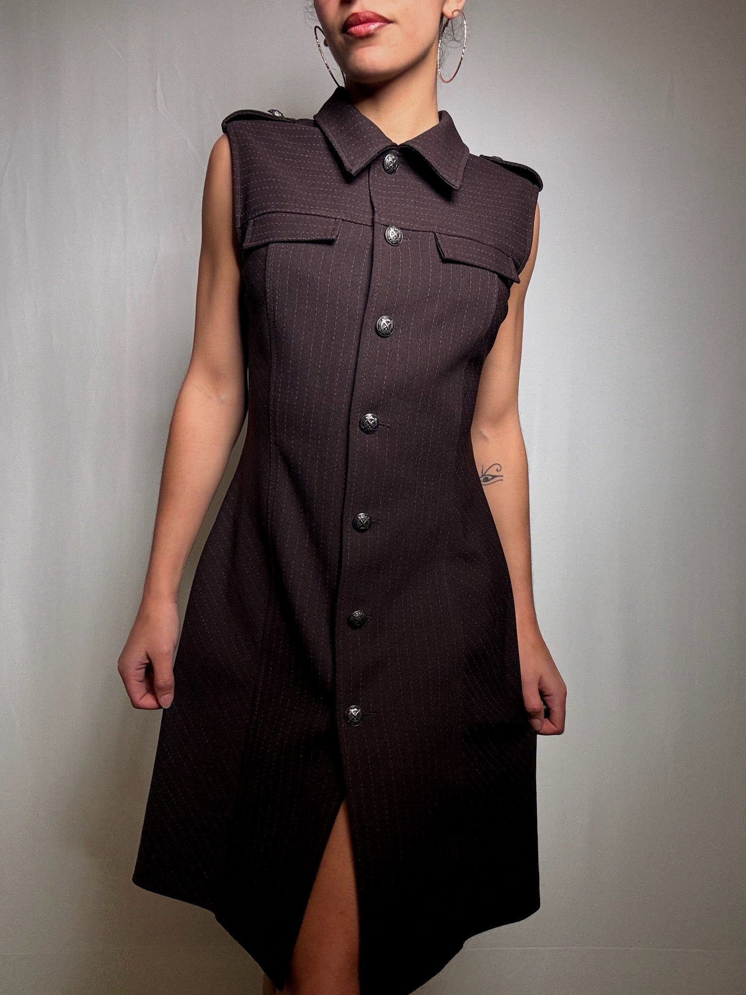 Brown structured dress L vintage