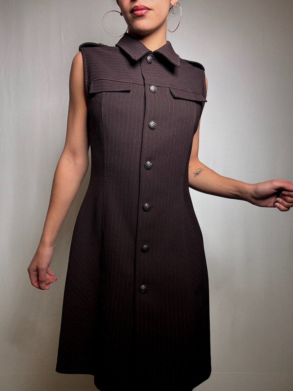 Brown structured dress L vintage