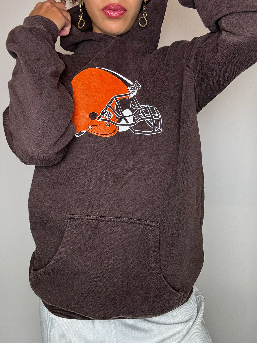 Vintage brauner OUTER STUFF Hoodie, Größe M/L
