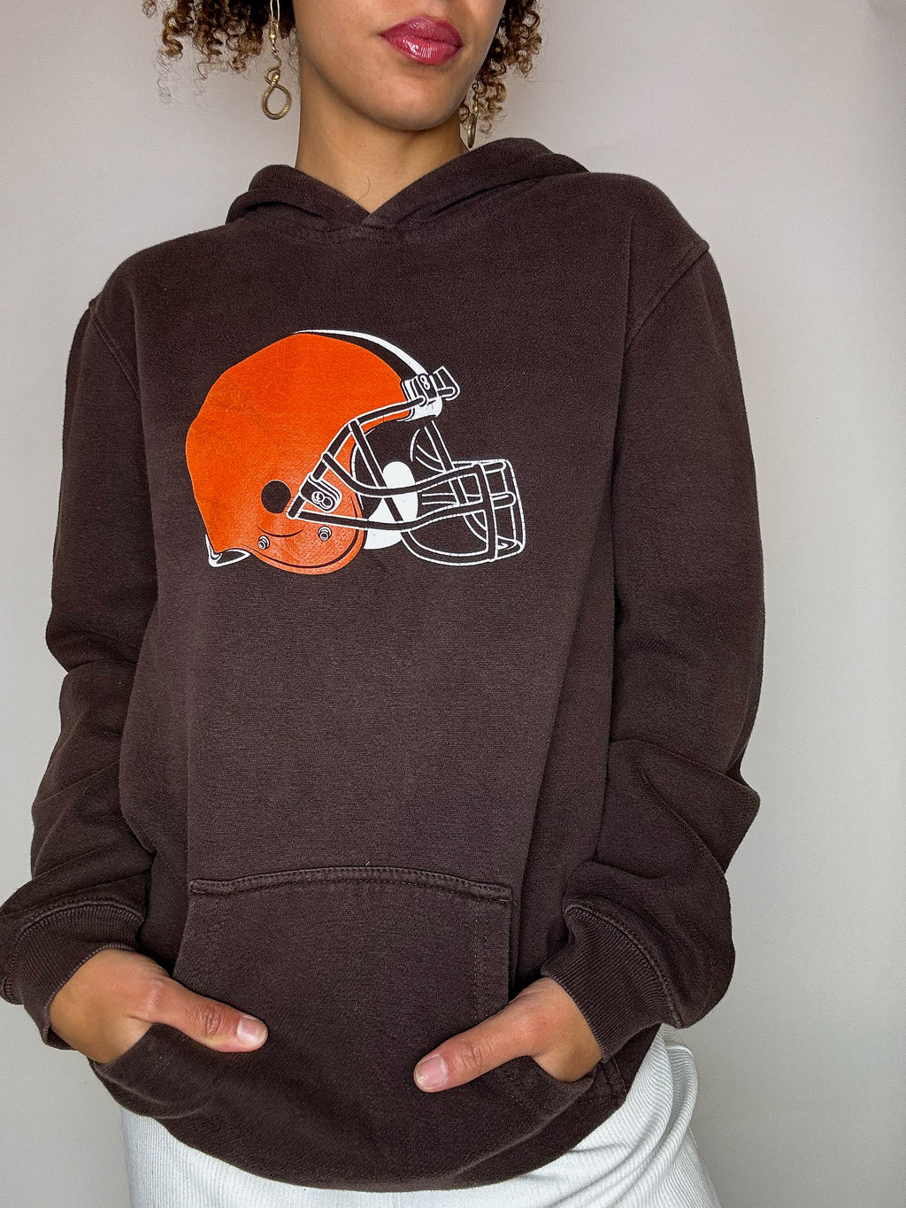 Vintage brauner OUTER STUFF Hoodie, Größe M/L
