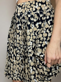 Jupe fluide à fleurs noire et beige M/L vintage