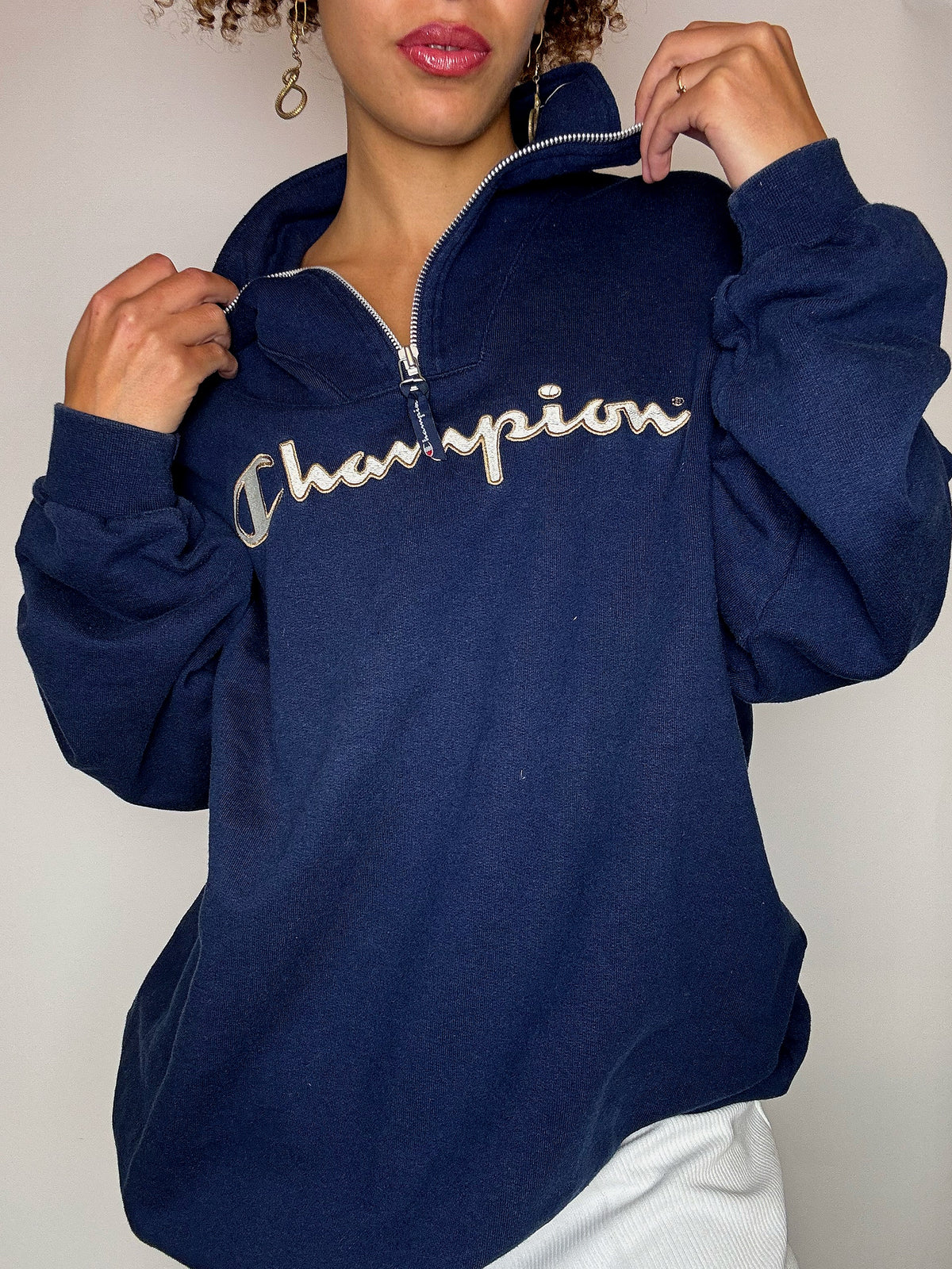 Vintage CHAMPION XL navy funnel neck sweatshirt