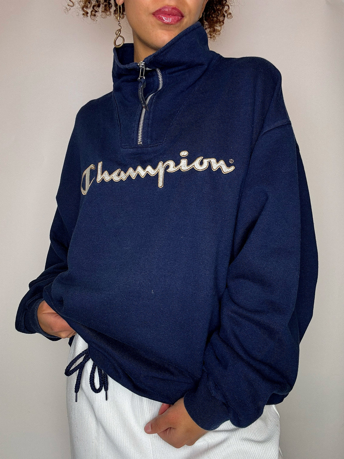 Vintage CHAMPION XL navy funnel neck sweatshirt