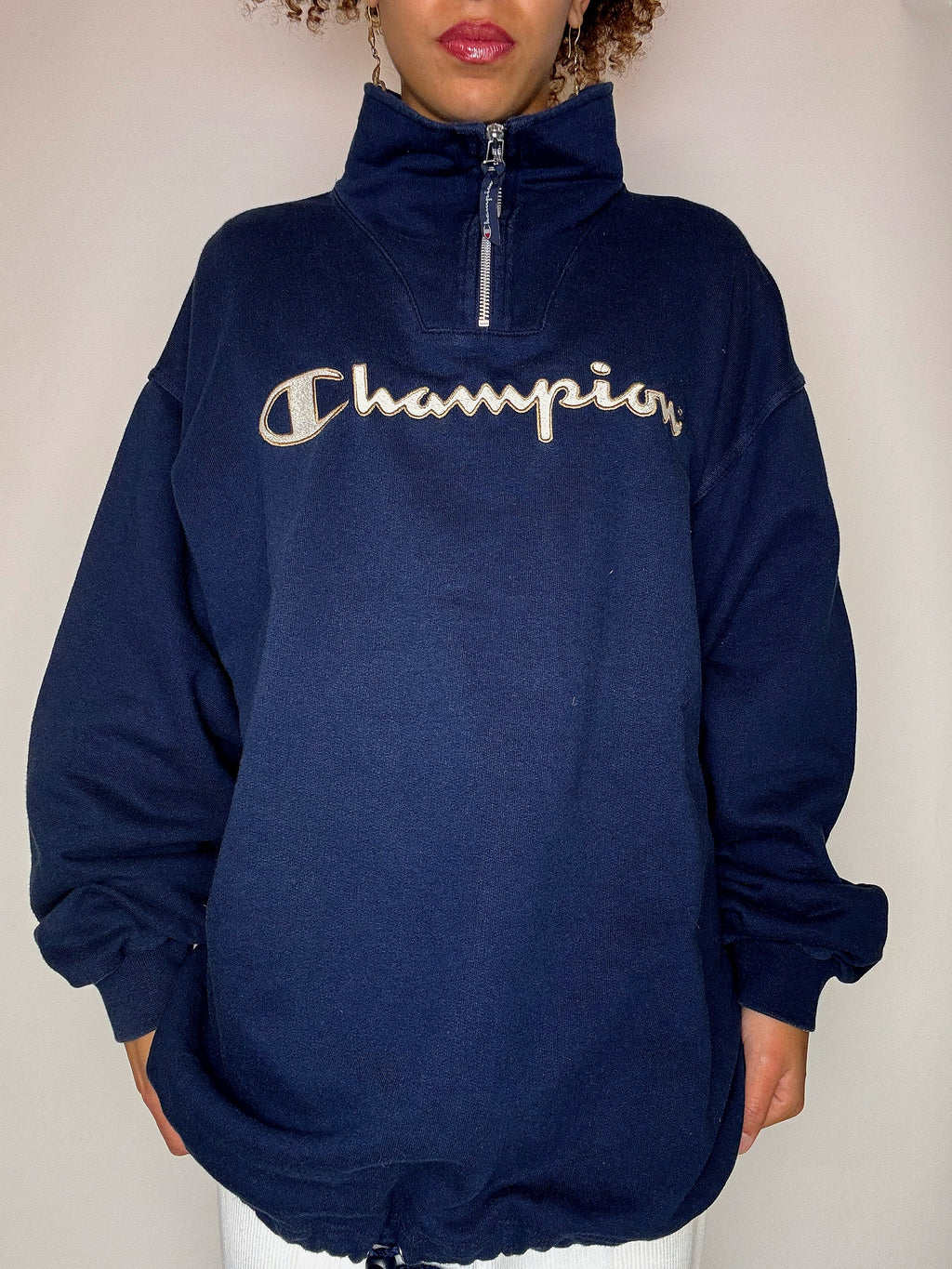 Vintage CHAMPION XL navy funnel neck sweatshirt