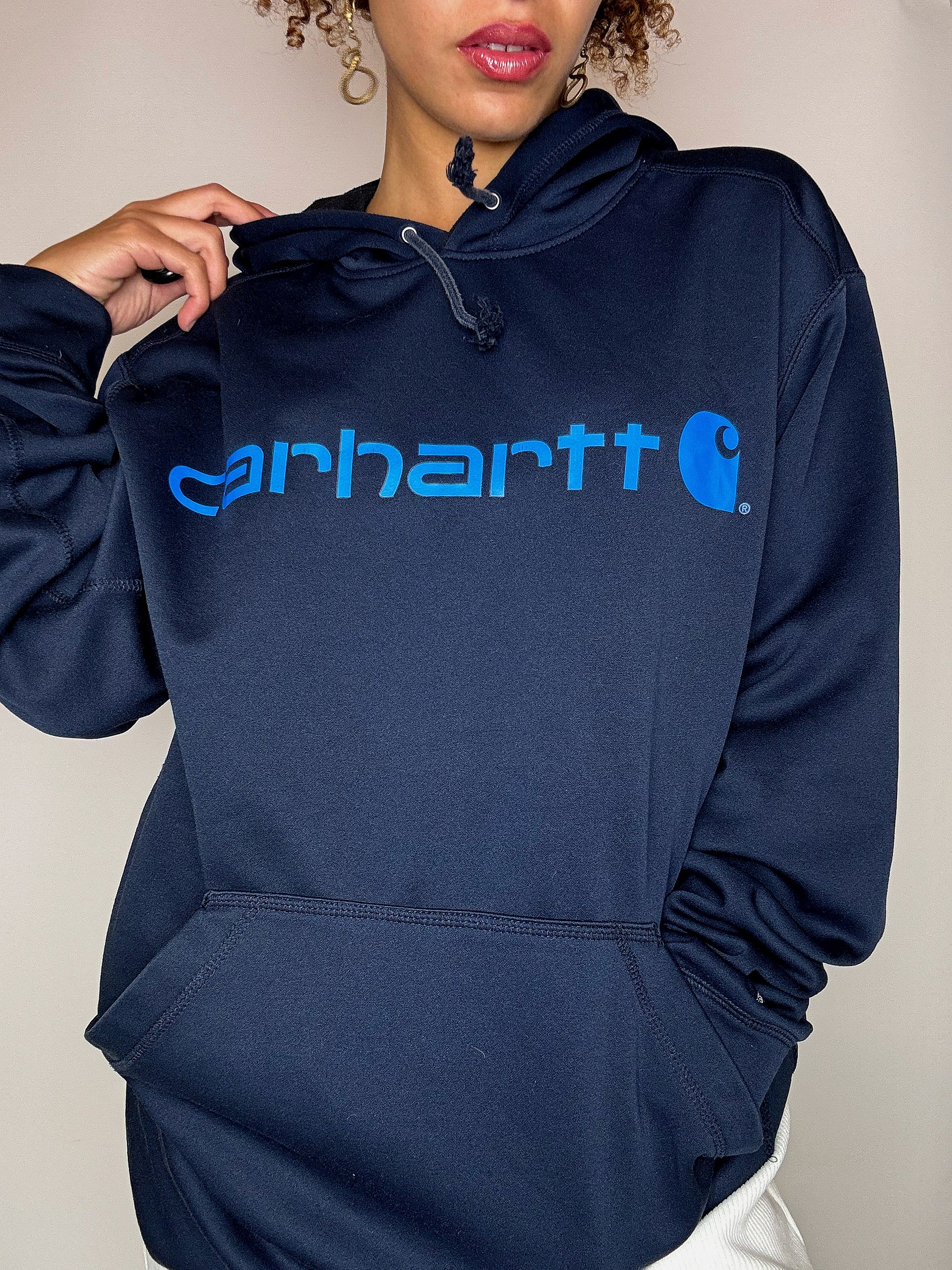 CARHARTT Vintage-Hoodie in Marineblau, Größe L/XL