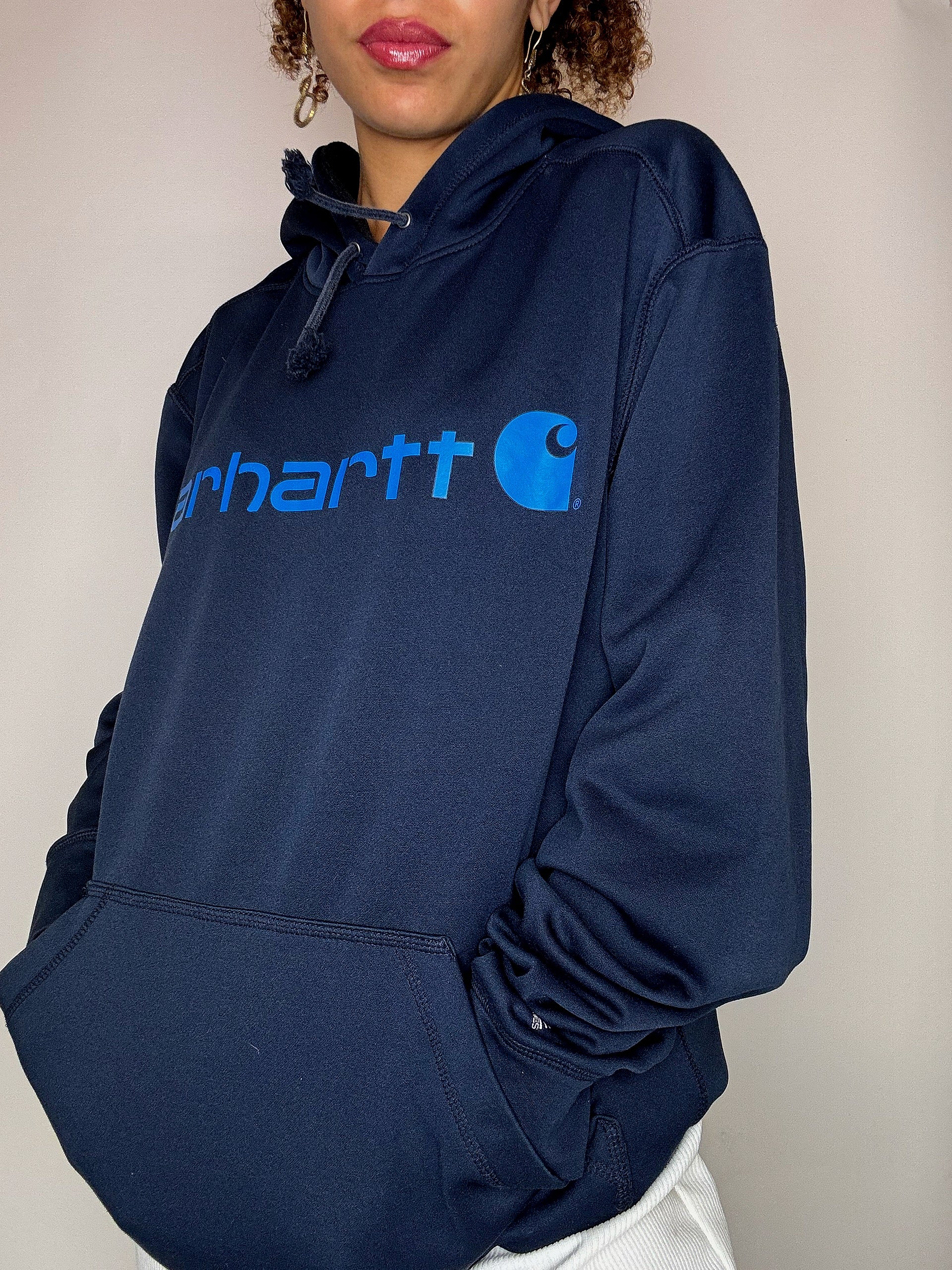CARHARTT Vintage-Hoodie in Marineblau, Größe L/XL