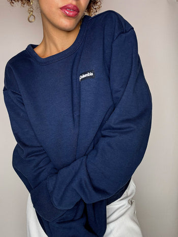 Sweat à col rond marine COLUMBIA L vintage