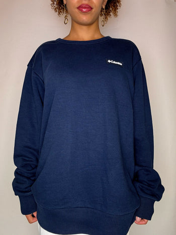 Sweat à col rond marine COLUMBIA L vintage