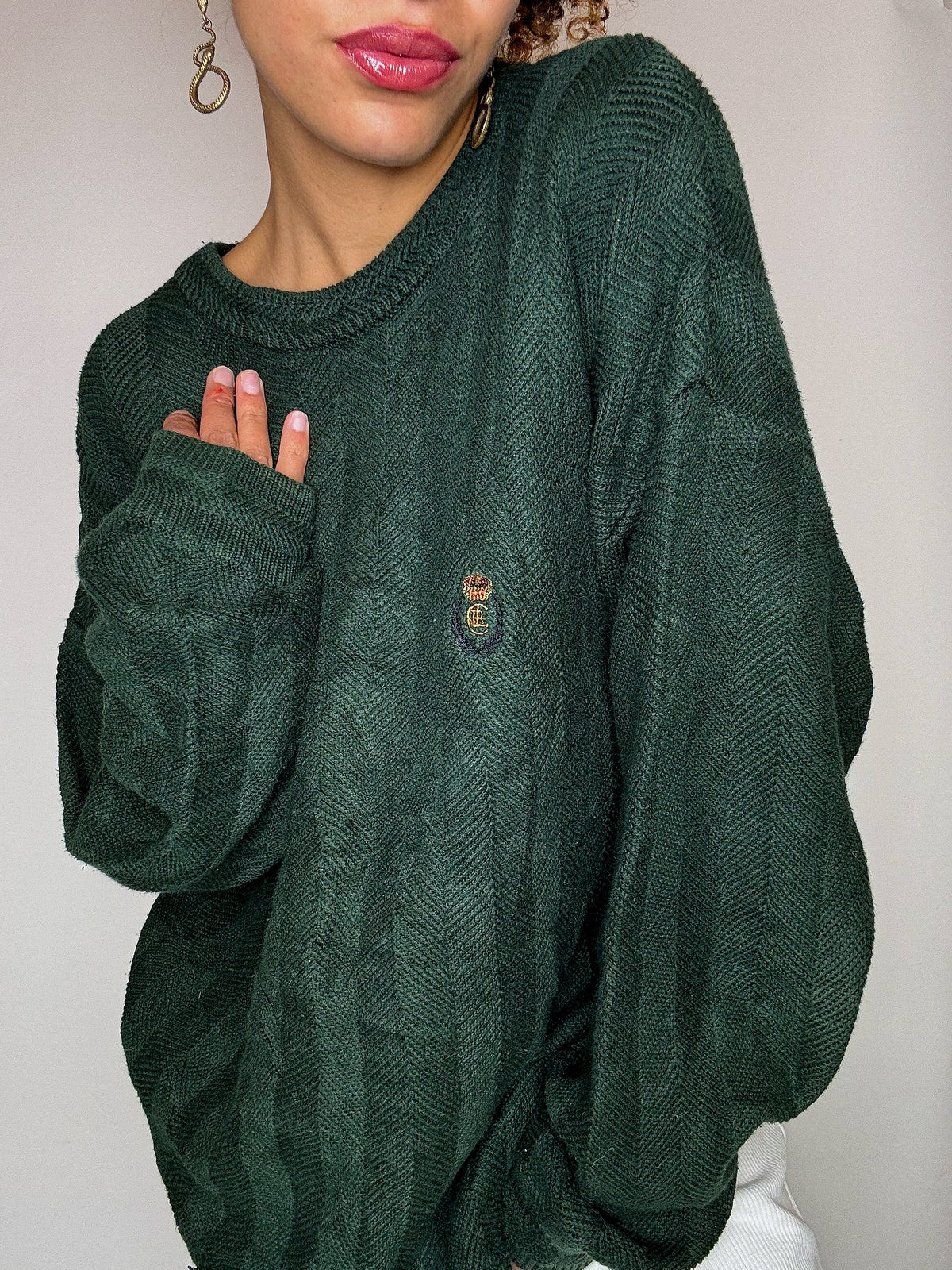 Pull en maille vert CHAPS BY RALPH LAUREN L vintage