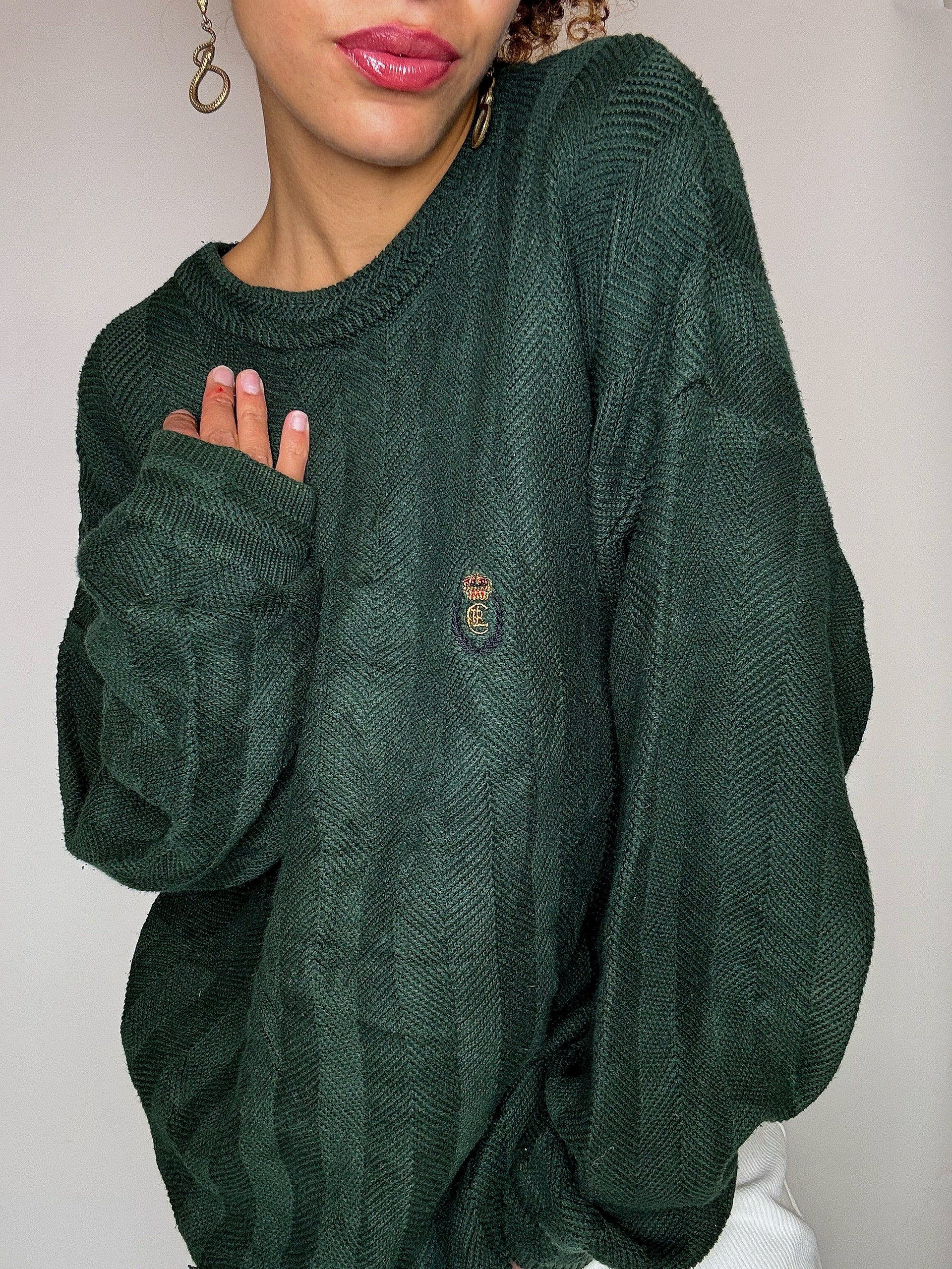Pull en maille vert CHAPS BY RALPH LAUREN L vintage