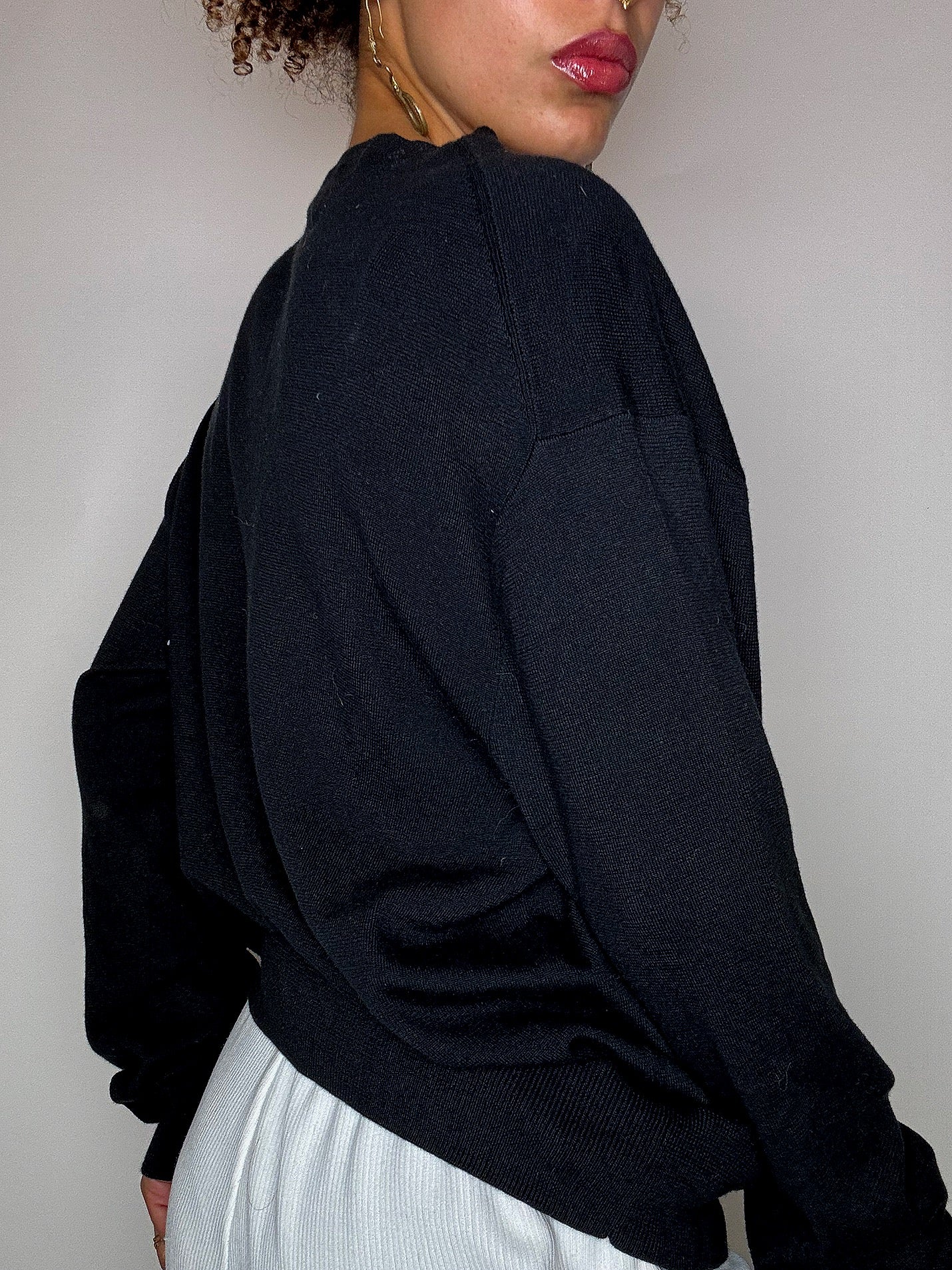 Pull col V noir POLO RALPH LAUREN L vintage