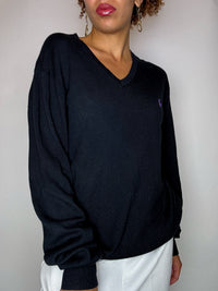 Pull col V noir POLO RALPH LAUREN L vintage
