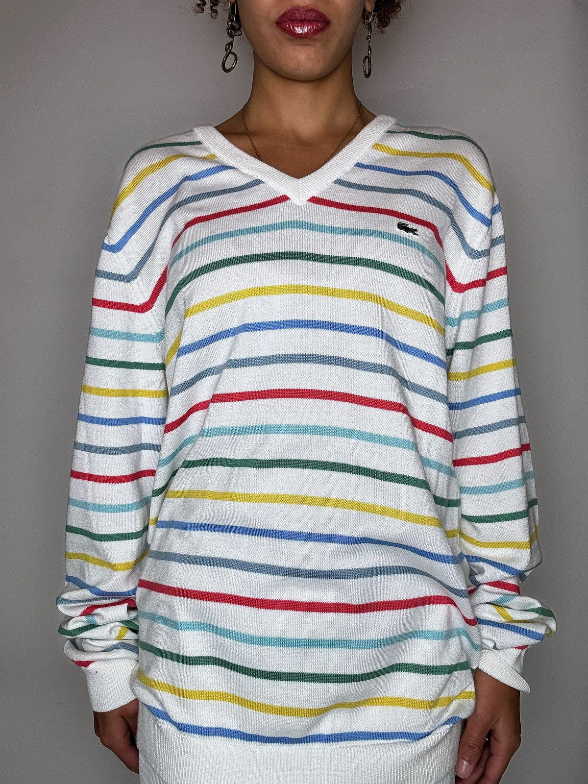 Pull rayé coloré LACOSTE L vintage