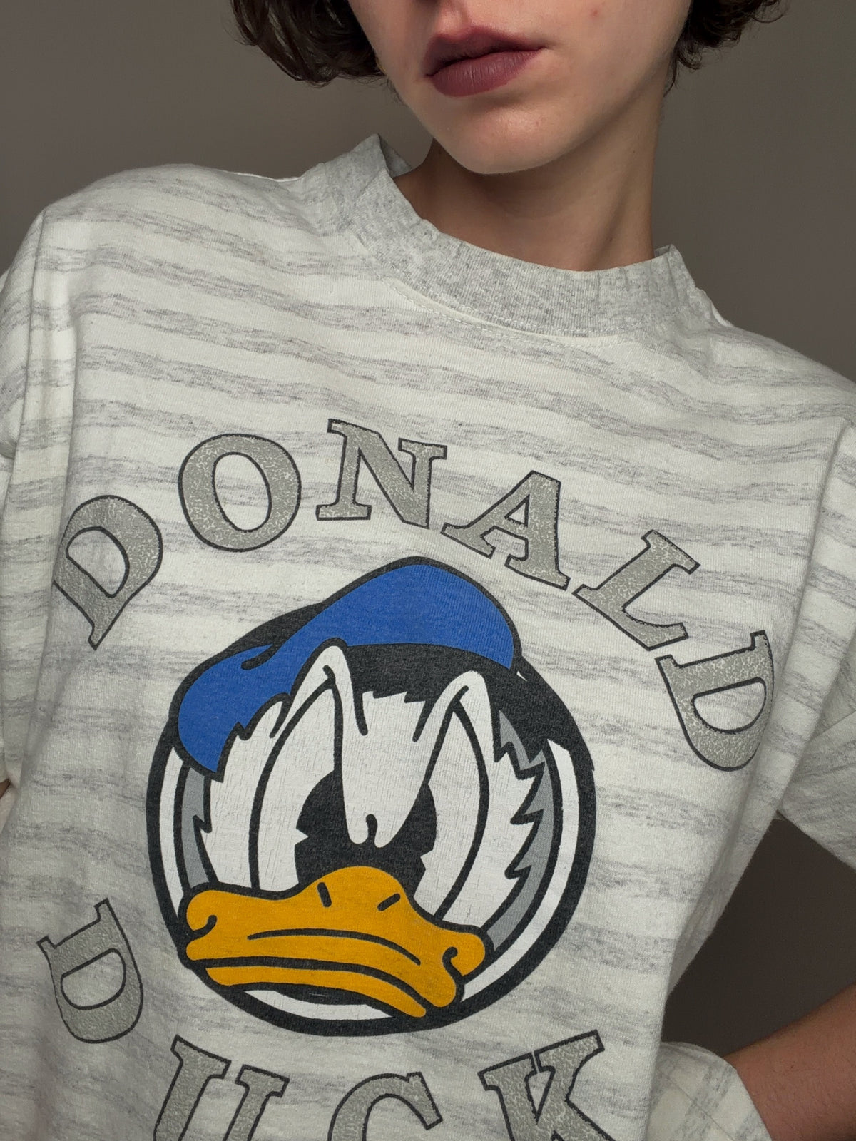 Tshirt rayé gris Donald Duck M/L vintage