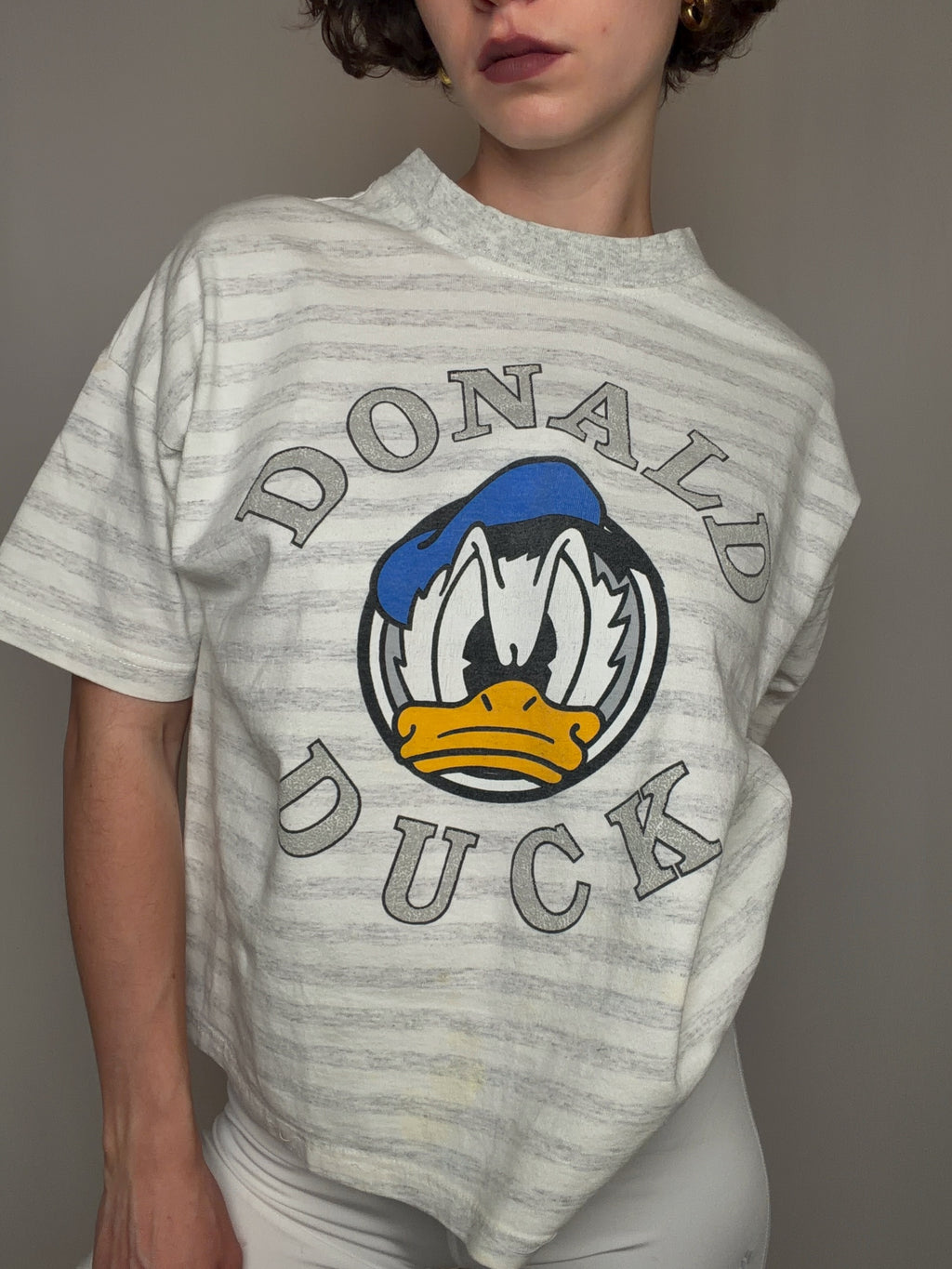 Tshirt rayé gris Donald Duck M/L vintage