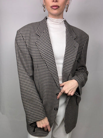 Blazer à pied de poule avec du cachemire L/XL vintage