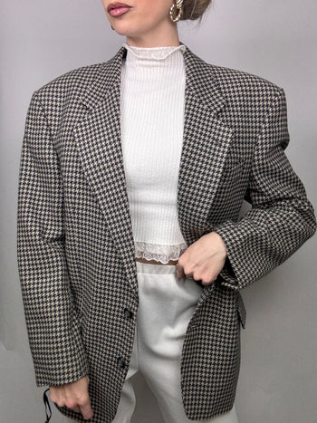 Blazer à pied de poule avec du cachemire L/XL vintage