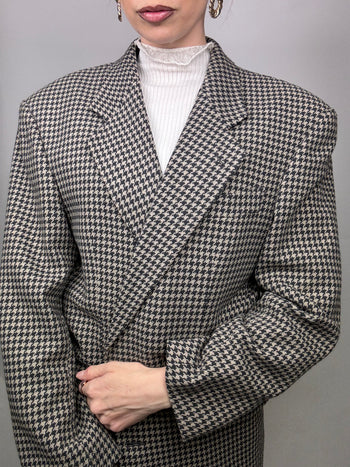 Blazer à pied de poule avec du cachemire L/XL vintage