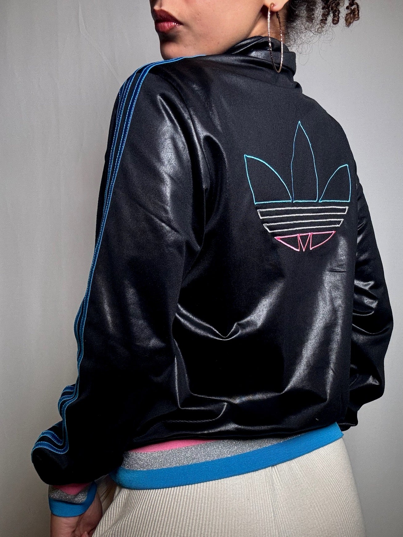 Jacket Adidas noire brillante M/L vintage