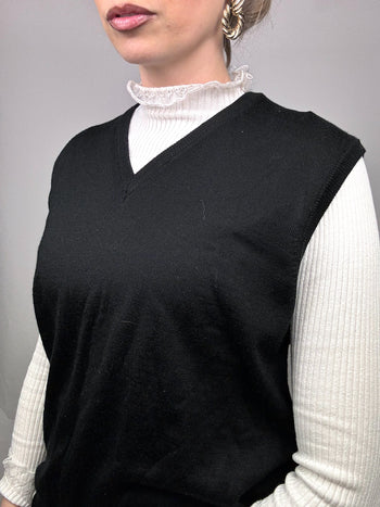 Schwarze Wollweste S/M Vintage