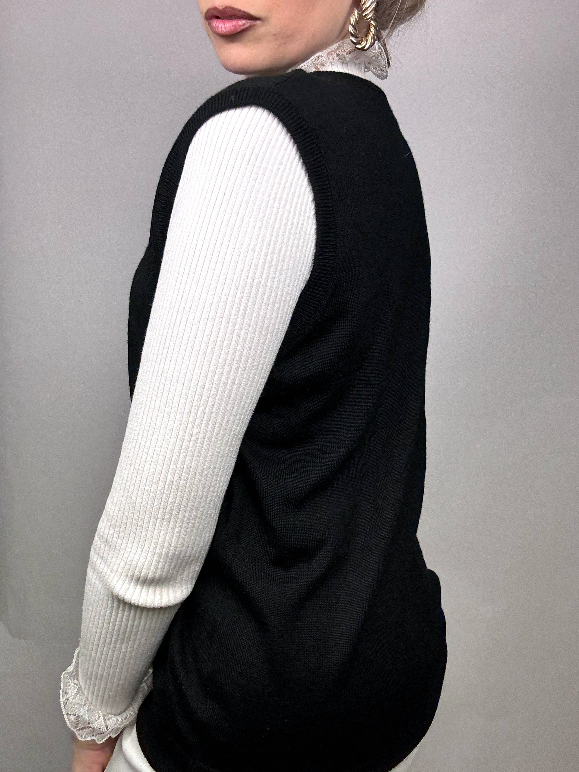 Gilet en laine noir S/M Vintage