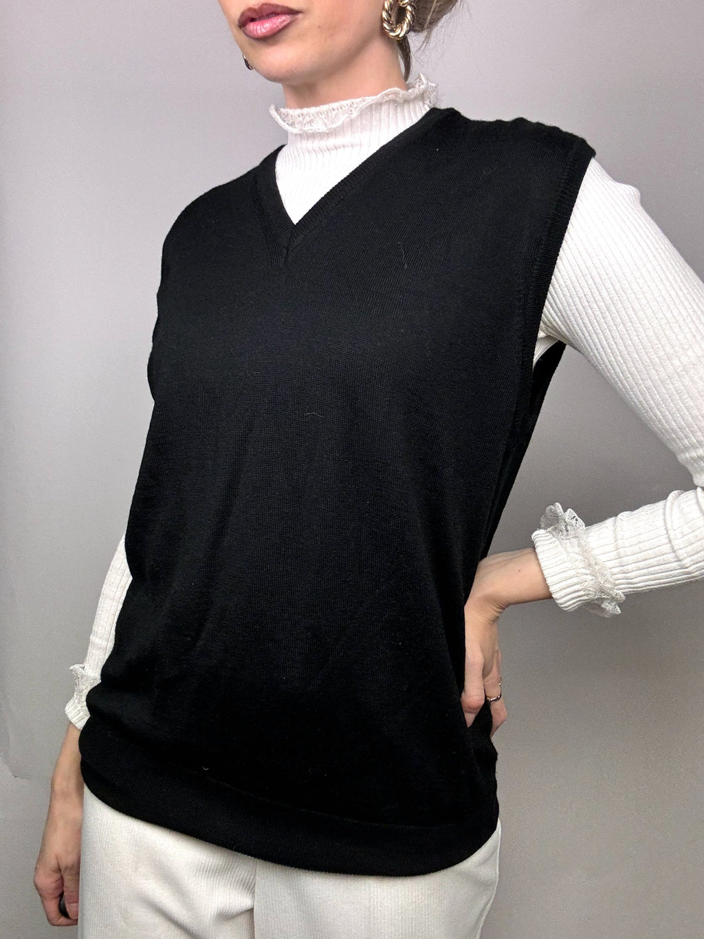 Gilet en laine noir S/M Vintage