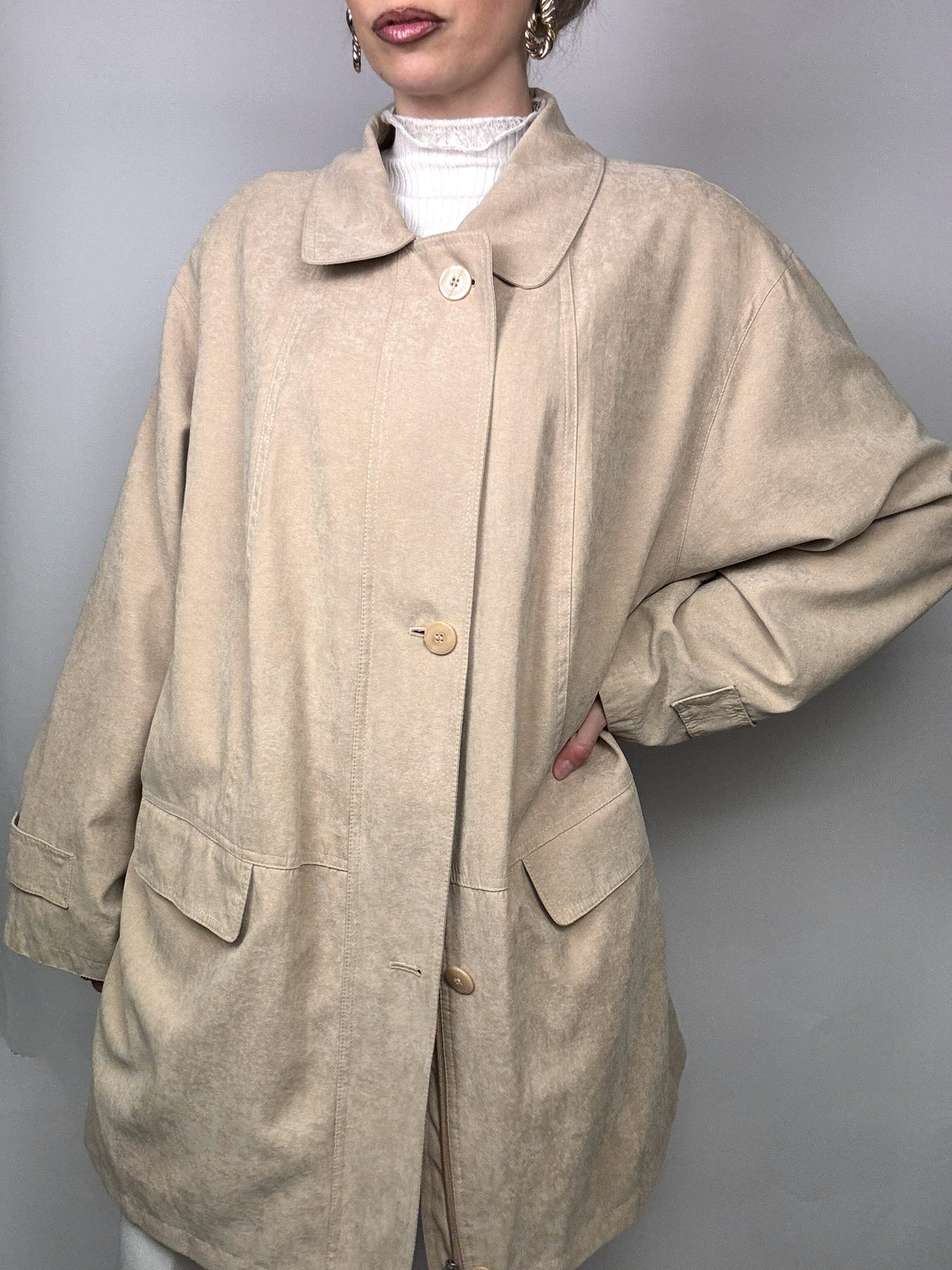 Veste douce beige oversize DAMART XL vintage